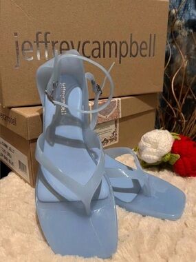 nwt Jeffrey Campbell Pale Blue Vinyl Strappy High-Heel Sandals